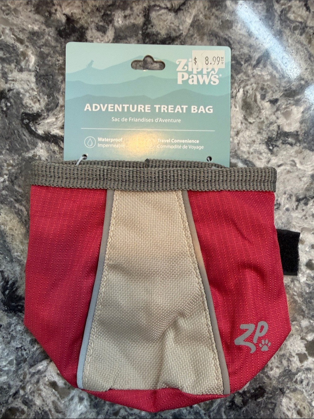 ZIPPAWS Adventure Treat Bag for pets - Red & Cream